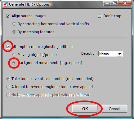 Generate HDR - Options